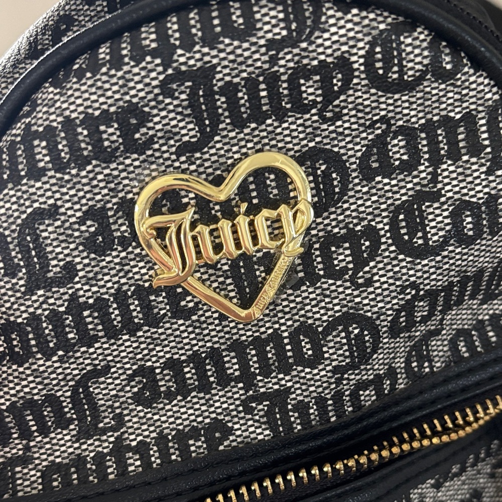 Juicy Couture Black & Cream Logo Heart Accent Mini Backpack